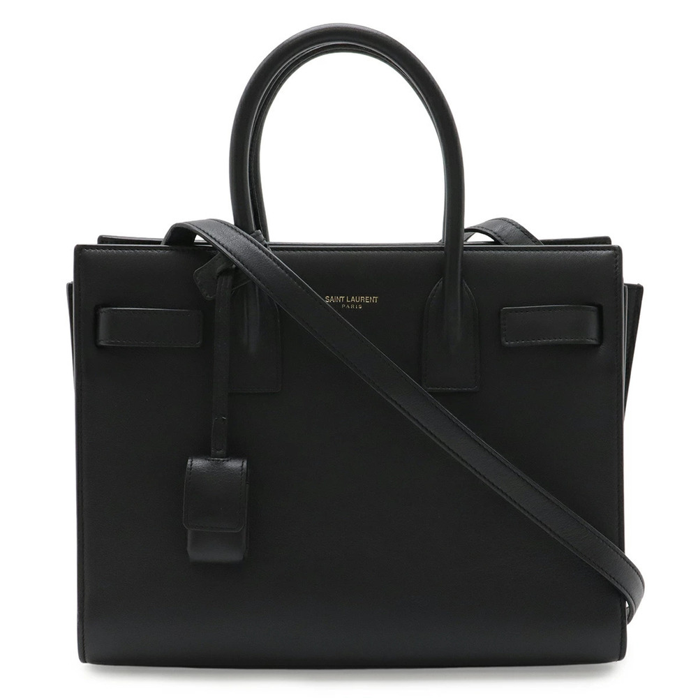 SAINT LAURENT PARIS Yves Sac de Jour Baby 2way Shoulder Bag Leather Black